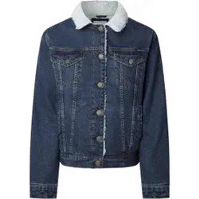 Pepe Jeans för kvinnor. PL40243256S0 Regular Jacka blå (S), Bomull, Denim, Lång ärm, Hållbar, Återvunnen bomull - Blå (S)