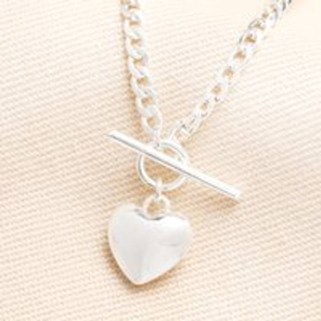 Silver Heart T-Bar Necklace - silver/silver - one size