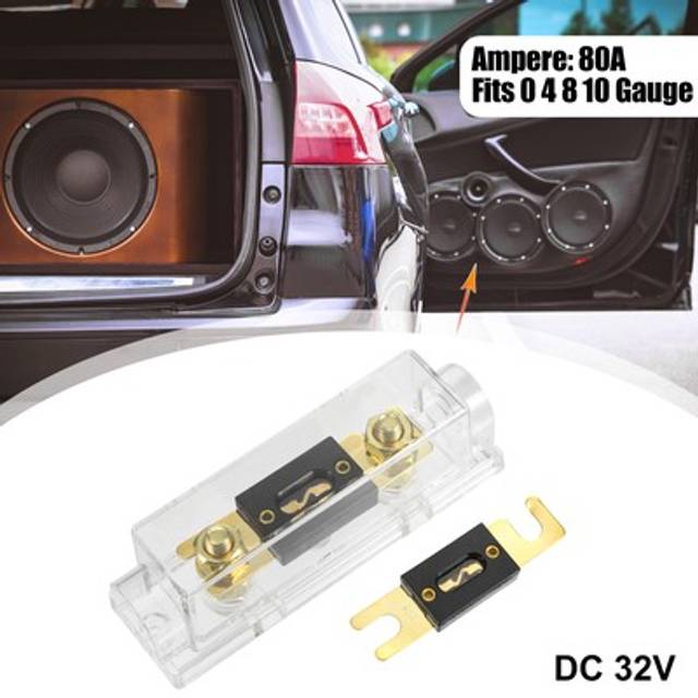 1 Set Car Audio 0 4 8 Gauge Inline Anl Fuse Holder Clear With 2pcs 80a Fuse