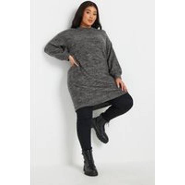 Yours Curve Grey Soft Touch Mini Jumper Dress, Women's Curve & Plus Size, Yours - 26-28