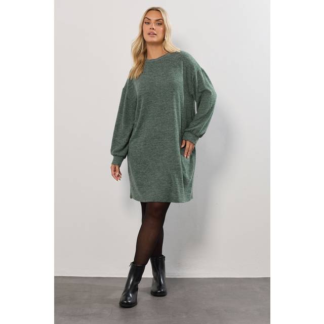 Yours Curve Green Soft Touch Jumper Dress, Women's Curve & Plus Size, Yours - 26-28