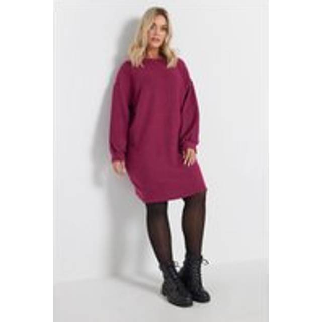 Yours Curve Dark Pink Soft Touch Jumper Dress, Women's Curve & Plus Size, Yours - 20