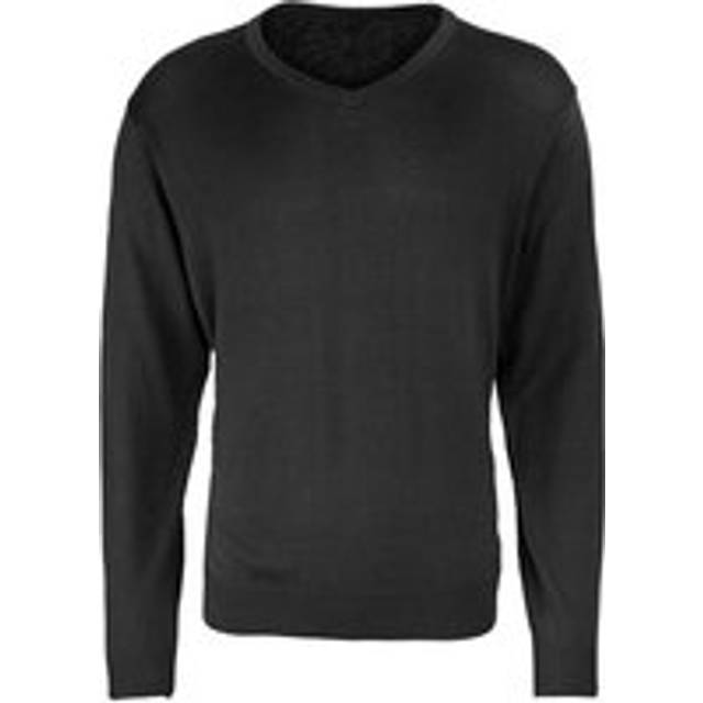 (5XL, Black) Premier Mens V-Neck Knitted Sweater