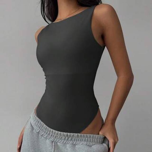 SHEIN Women&#39;s Casual Solid Color Backless Bodysuit