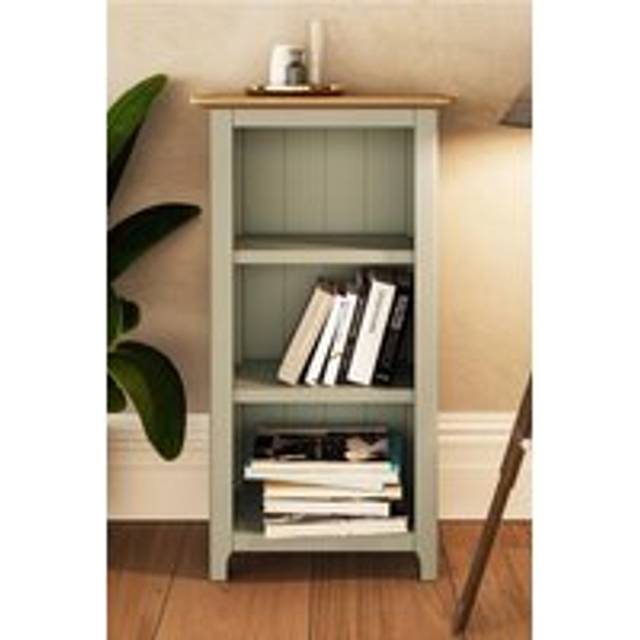 Fwstyle 3 Tier Oak Veneer Bookcase Assembled Display Unit Sage Green Storage Rack - One Size