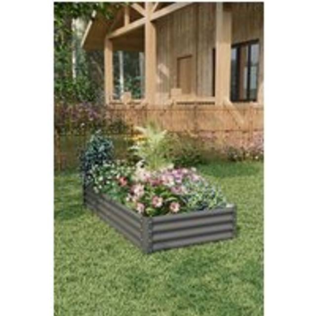 Large Metal Raised Garden Bed,Black/Grey