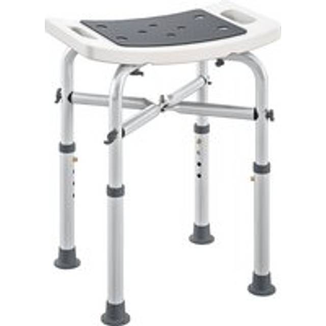 Homcom Adjustable Shower Stool With Foot Pads For Elderly Disabled Grey