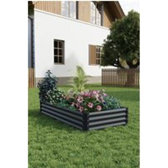 Large Metal Raised Garden Bed,Black/Grey
