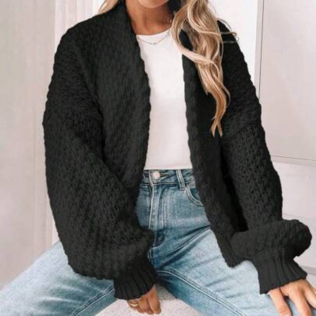 SHEIN Women&#39;s Oversized Cute Crochet Cardigan Casual Lightweight Hollow Out V Neck Open Front Sweater