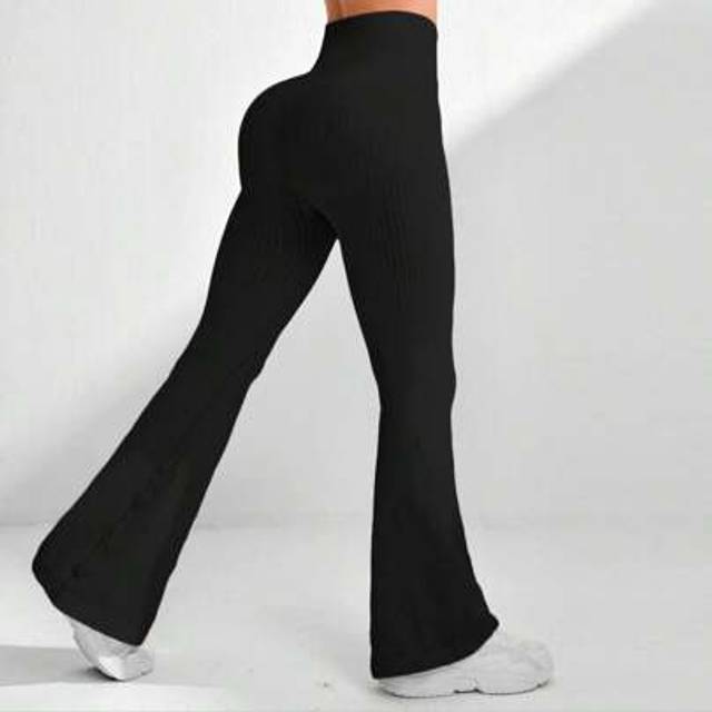 SHEIN Women&#39;s Solid Color High Waist Everyday Fitness Seamless Sports Yoga Leggings Flare Leggings Flare Yoga Pants Wide Leg Leggings High Waist Tummy Contr