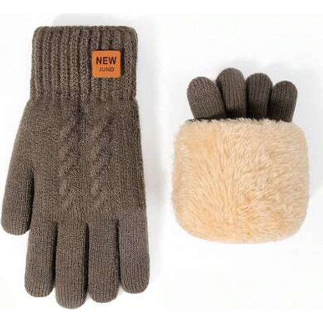 SHEIN 1 Pair Women&#39;s Thick Thermal Lined Touch Screen Knit Gloves, Winter Warm Full Finger Gloves For Cold Weather, New Cable Knit Style Suitable For Party,