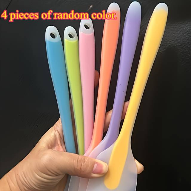 TEMU 4pcs Premium Silicone Spatula Set - , Heat Resistant Kitchen Utensils For Cooking, Baking, Flipping - Food Grade, Dishwasher Safe - Ideal For And Bakers - Daily Use And Gifting