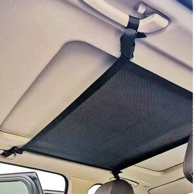SHEIN 1pc Car Roof Top Storage Net, Double Layer Adjustable Cargo Organizer Bag, Suitable For Truck, Camping, Road Trip, Stroller