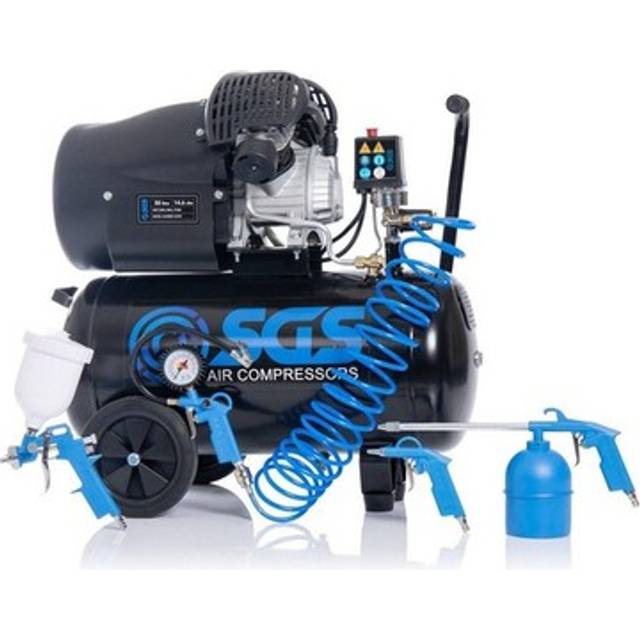 SGS 50 Litre Direct Drive V-Twin High Power Air Compressor with Tool Kit - 13.8CFM 3.0HP 50L