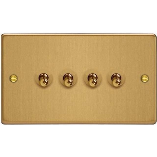 Varilight 4-gang 10A 1- Or 2-way Toggle Switch (twin Plate) Brushed Brass, Gold