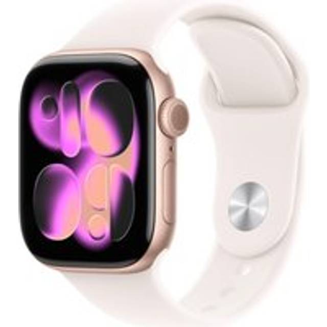 APPLE Watch Series 11 Cellular - 42 mm Rose Gold Aluminium Case with Light Blush Sport Band, S/M, Gold,White,Pink