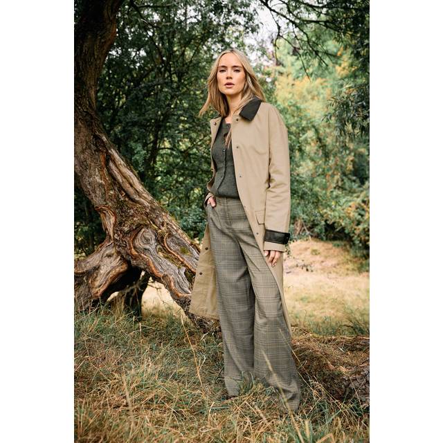 Lts Tall Beige Brown Check Wide Leg Trousers Size Long > 14 - Long 14