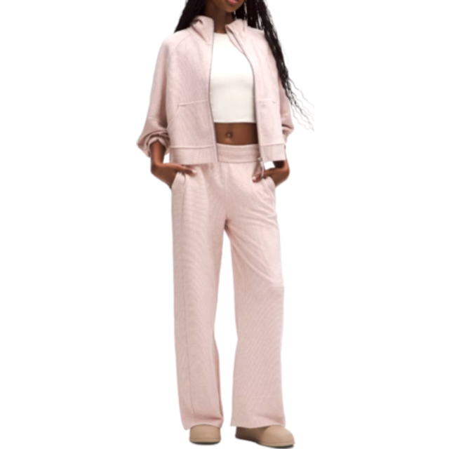 lululemon – Women's Scuba Mid-Rise Wide-Leg Pants Waffle – Color Pink – Size Medium - Heathered Mink Berry