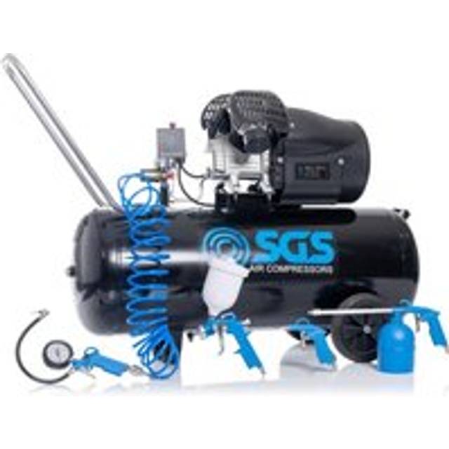 SGS 100 Litre Direct Drive Air Compressor & 5 Piece Tool Kit - 13.8CFM 3.0HP 100L