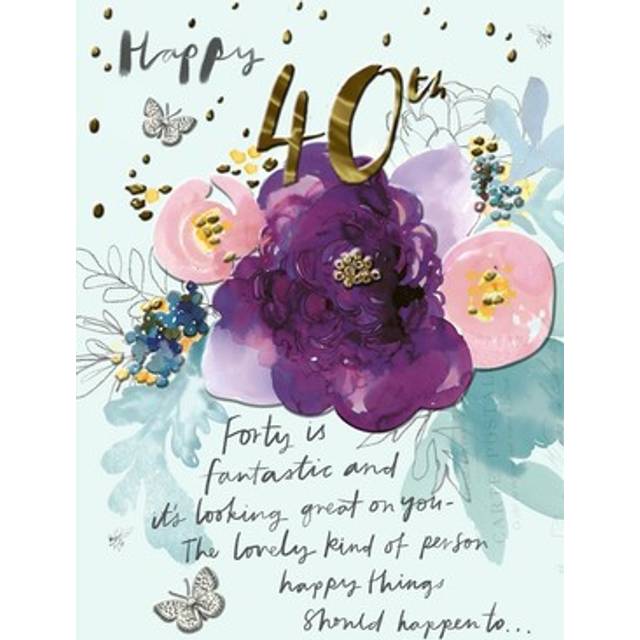 Willow Bouquet Flowers And Butterflies 40th Birthday Card