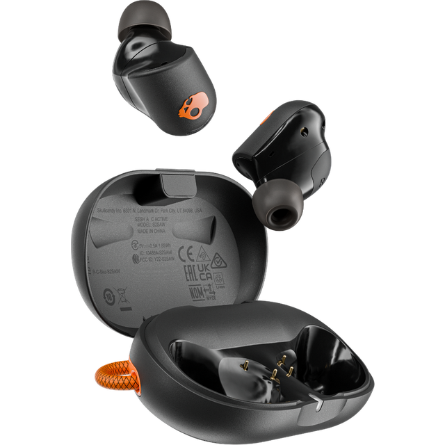 Skullcandy Sesh ANC, Trådlösa In-ear-hörlurar med Aktiv Brusreducering, 48 Timmars Batteritid, Vattentäta Enligt IP67, Fungerar med iPhone, Android och Bluetooth-enheter – True Black/Orange