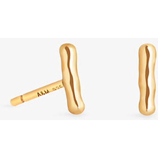 Womens Astrid & Miyu Molten Bar 18ct Yellow-Gold Plated Sterling-Silver Stud Earrings