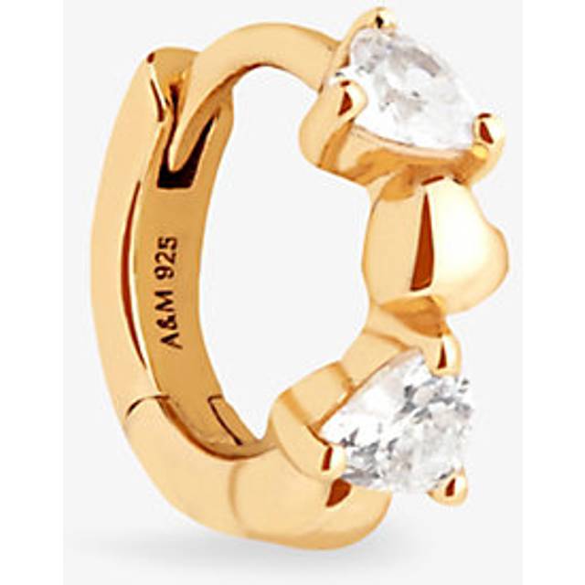 Womens Astrid & Miyu Heart Crystal 18ct Yellow Gold-Plated Sterling-Silver and Zirconia Single Hoop Earring