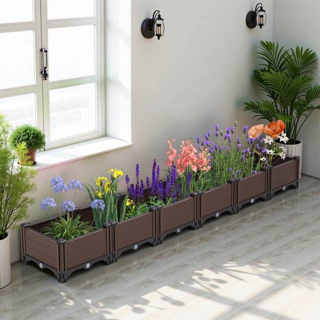 TEMU 1pc Garden Tall Bed Planting Box, Box-type Elevated Garden Bed, Used For Growing Vegetables, Plants And Flowers, Ground Pot, Pp Material, Size 180*30*20cm