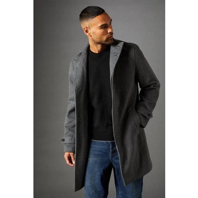 Burton Mid Grey Funnel Neck Coat Mens Casual Jackets & Coats