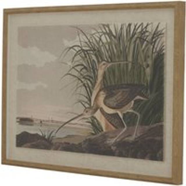 Flora & Fauna Collection Curlews on Linen in Beaded Frame - Glass - L2 x W62 x H45 cm - Brown