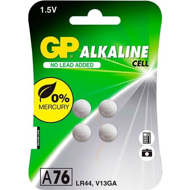 GP knappcell 76A, 1,5V, LR44, 4-pack