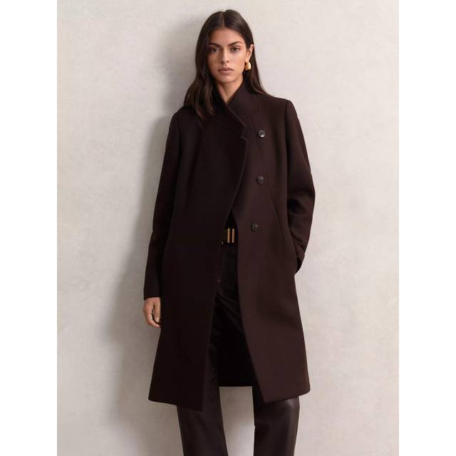 Reiss Max Wool Rich Coat, Chocolate Brown