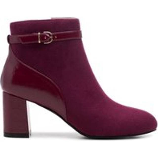 Paradox London 'amara' Micro Suede Mid Block Heel Ankle Boot In Burgundy - 3