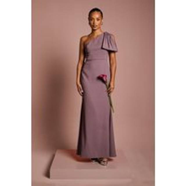 Coast Honoured Petite Bow One Shoulder Maxi Bridesmaid Dress - Dusty Mauve - 6