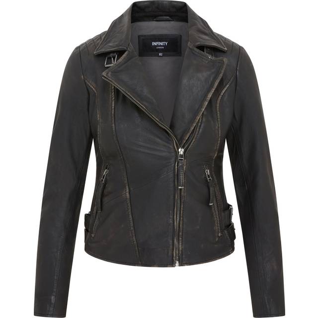 Infinity Leather Leather Brando Biker Jacket - Finnsnes In True Black - 4XL