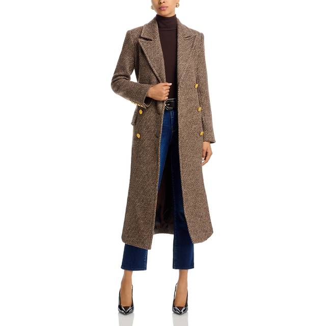 L'AGENCE Kolina Long Coat In Bracken Brown/gold - 4