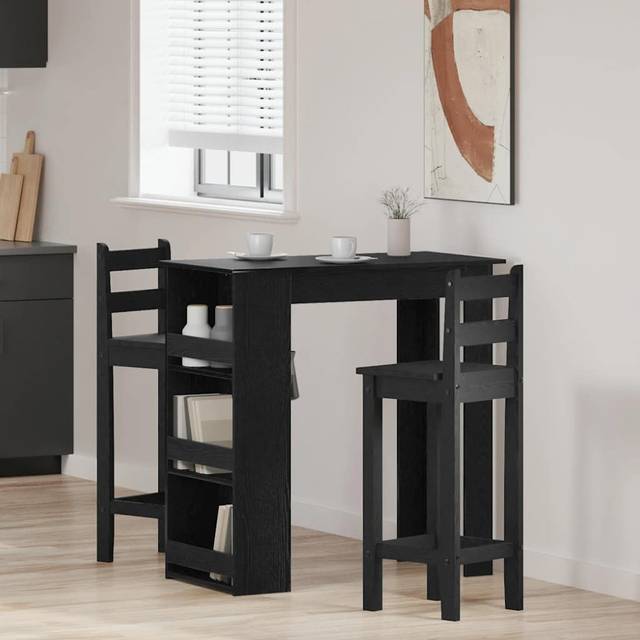 vidaXL Bar Table with Storage Rack Black Oak 102x50x103.5 cm