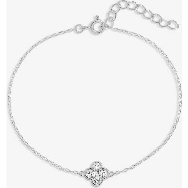 Simply Silver Sterling Silver 925 Cubic Zirconia Clover Bracelet - One Size