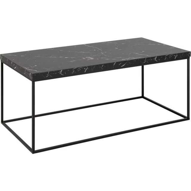Barossa Coffee Table With Black Marble Effect Top & Black Steel Base 110x55x45cm