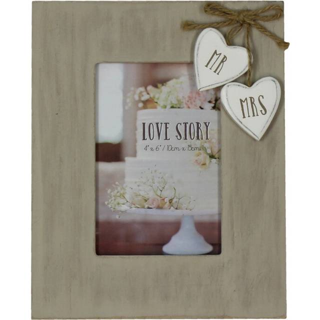Love Story Wooden Photo Frame With Hearts