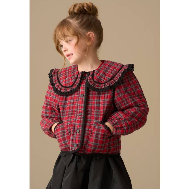 Angel & Rocket Kids' Check Collar Jacket, Red/Multi