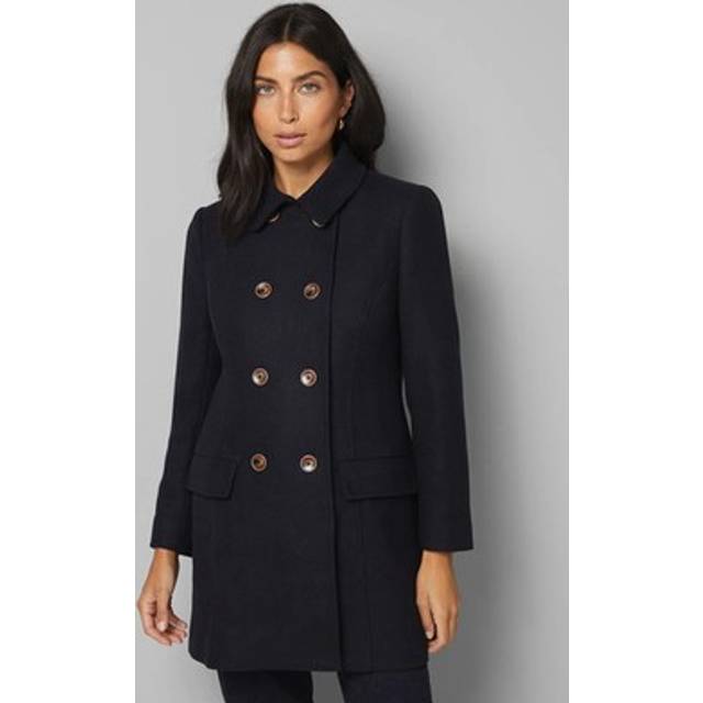 Wallis Petite Double Breasted Pea Coat In Navy - navy - 8