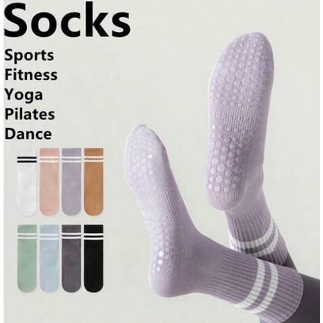 SHEIN 1 Pair Non-Slip Yoga Socks, Sports Socks, Pilates Socks, Dance Socks, Mid-Calf Anti-Slip Indoor Dance Fitness Professional Non-Slip Yoga Pilates Mid-C