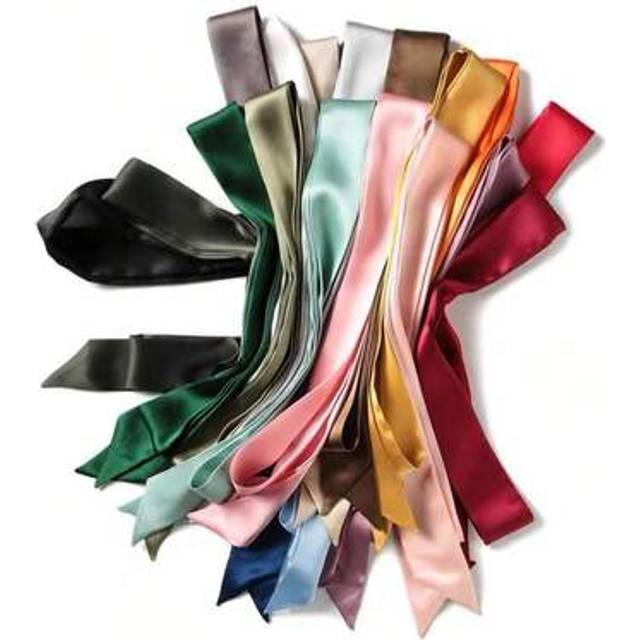 SHEIN Chic Solid Color Satin Neckerchief Scarf - Thin & Elegant Ribbon Style For Neck, Hair & Wrist - Fashionable Multipurpose Accessory With Dazzling Sheen