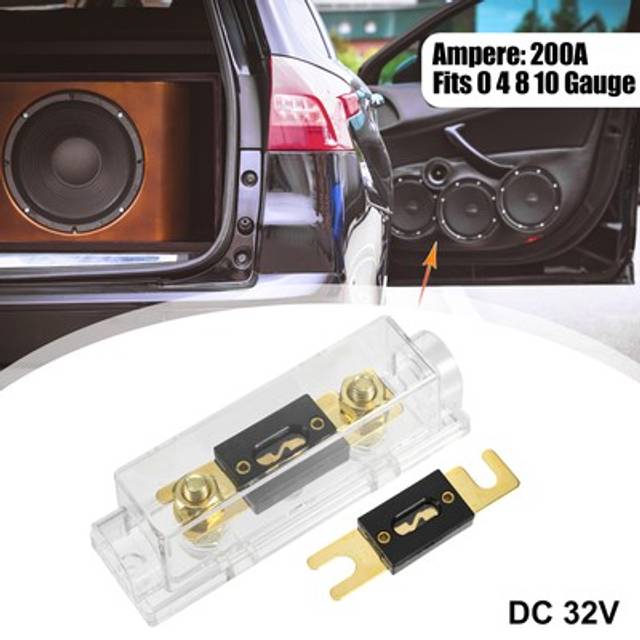 1 Set Car Audio 0 4 8 Gauge Inline Anl Fuse Holder Clear With 2pcs 200a Fuse
