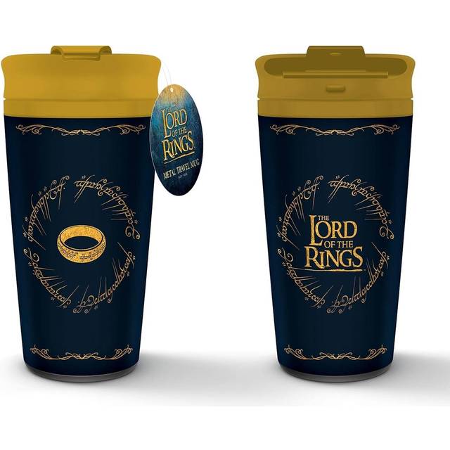 Pyramid International Lord of The Rings resekaffemugg (The Ring Design) 4,6 dl metallisolerad resekaffemugg, Sagan om ringen gåvor för män och kvinnor – officiella varor