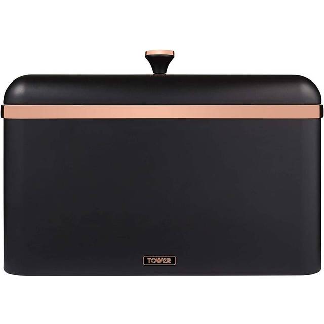Tower Cavaletto Bread Bin Black & Rose Gold