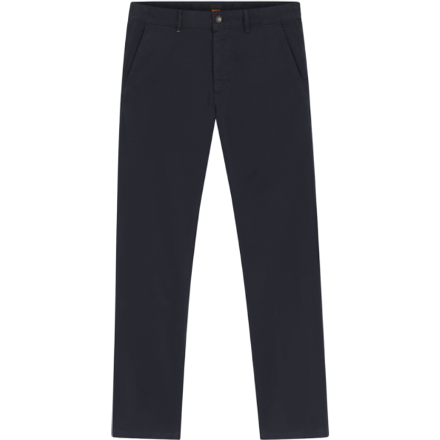 Men's BOSS Orange Mens Slim Fit Chinos in Stretch-Cotton Satin NOS - Dark Blue 404 - Navy - Size: 32/30