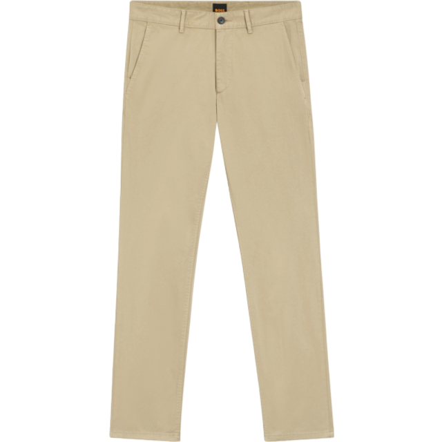 Men's BOSS Orange Mens Slim Fit Chinos in Stretch-Cotton Satin NOS - Beige 239 - Tan - Size: W30 l32
