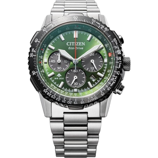 Citizen Promaster Sky Chronograph Stainless Steel Green Dial Eco-Drive Diver's CA4664-60W 200M Men's Watch